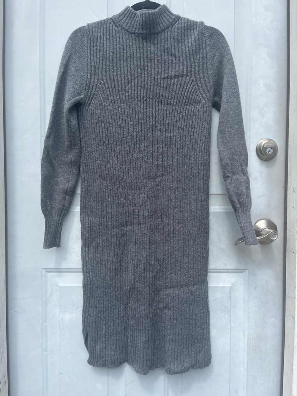 Autograph by Marks & Spencer Wool/Cashmere Blend Mock Neck Sweater Dress Gray